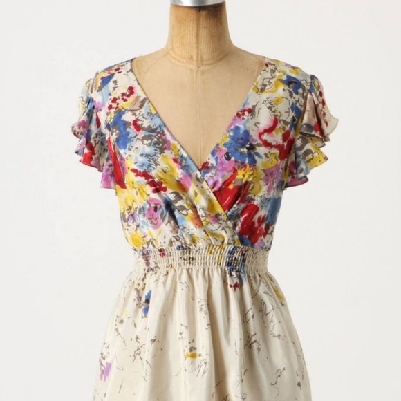 Anthropologie Floral Ruffle Blouse - Multicolor - Picture 4 of 4